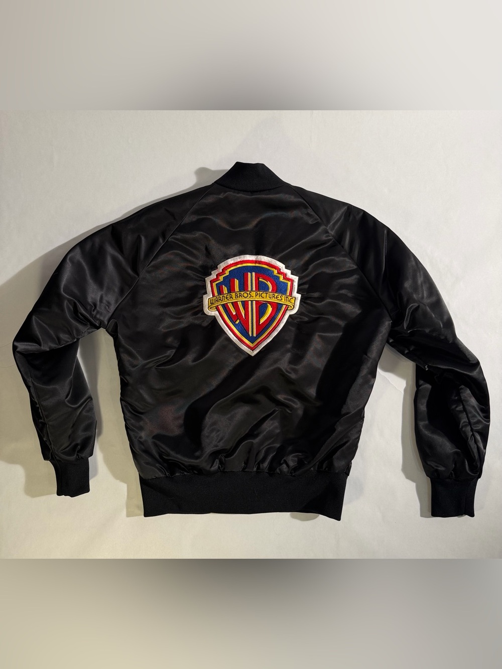 Vintage Warner Brothers Pictures Satin Bomber Jacket Small